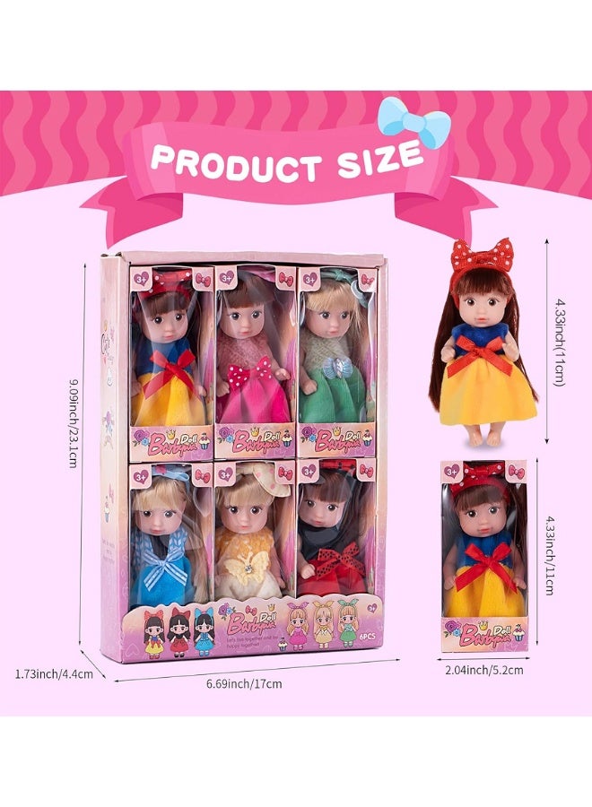 SUZZ 6pcs Mini Dolls Gift Set-Fashion Girl Doll Collection, 6 Unique Stylable Hair Dolls with Rotatable Limbs and Cute Outfits | Collectible Toy Gift for Kids - Image 3